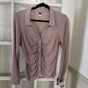Old Navy Blouse Blush Top Womens Large Button Up